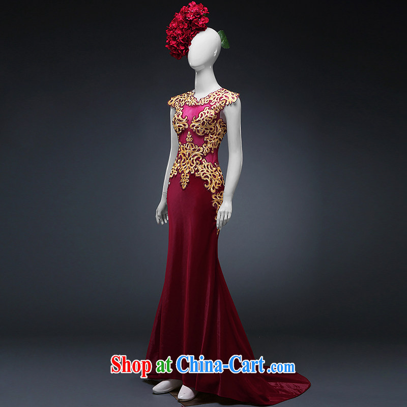 The Greek, Elizabeth (XILUOSHA) High-end dress 2015 new wine red long-tail banquet evening toast wedding service bridal dresses and stylish Wine red XXL, the Greek Cypriot, Mona Lisa (XILUOSHA), online shopping