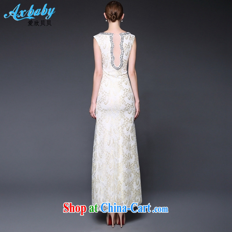 Love Yan Babe (AxBaby) 2015 new lace sexy sleeveless open's long evening dress dresses W 0231 white are code, love Yan Babe (Axbaby), shopping on the Internet