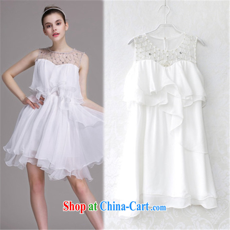 Abundant Ming summer 2015 European site nails Pearl inserts drill flouncing skirt dresses Web yarn stitching snow woven fairy cake skirt white M pictures, price, brand platters! Elections are good character, the national distribution, so why buy now enjoy more preferential! Health
