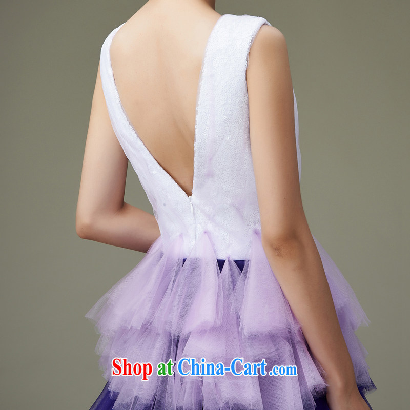 Han Park (cchappiness) 2015 new sexy V brought back exposed his toast short bridesmaid stylish banquet party dress purple gradient custom, in the Han and Park (cchappiness), online shopping