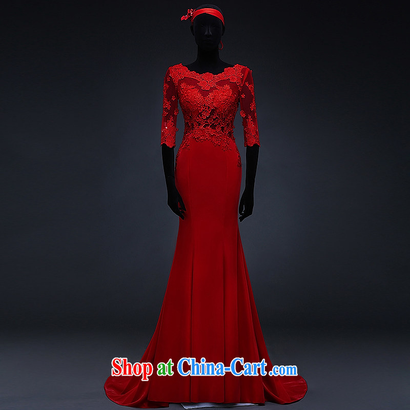 The Greek, Mona Lisa (XILUOSHA) bridal dresses 2015 new spring the Field shoulder lace bows service cuff tail red toast at Merlion serving China's Red Cross Society XXL, the Greek Cypriot, Elizabeth (XILUOSHA), online shopping