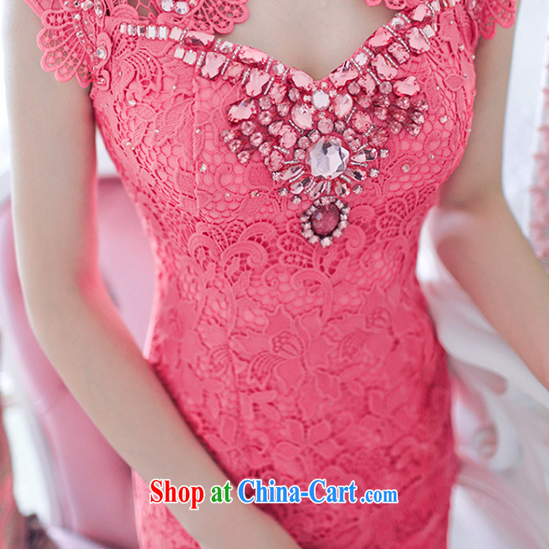 Can the lotus bridal gown bridesmaid dress summer 2015 summer new dress luxurious parquet drill nails Pearl lace dresses evening dress of 509 red L, Lin (KECAILIAN), online shopping