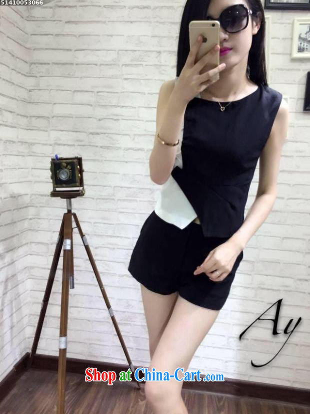 Korean sleeveless round neck-stitching side buckle clothing has been the Graphics thin-waist shorts Kit 6872 black are code pictures, price, brand platters! Elections are good character, the national distribution, so why buy now enjoy more preferential! Health