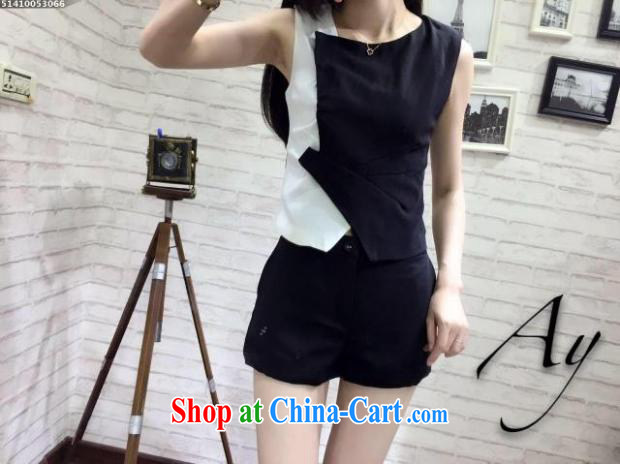 Korean sleeveless round neck-stitching side buckle clothing has been the Graphics thin-waist shorts Kit 6872 black are code pictures, price, brand platters! Elections are good character, the national distribution, so why buy now enjoy more preferential! Health