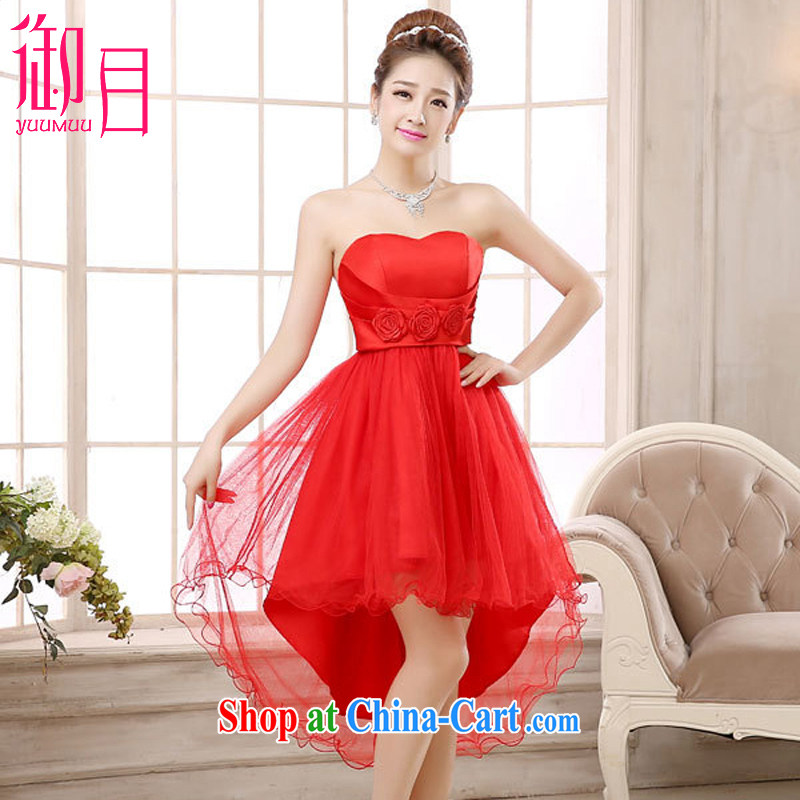 Imperial Palace, bridesmaid dress tail skirt red short performances, small dress bride wiped his chest serving toast bridesmaid dresses small 2015 New Red XL _120 - 135 _ jack