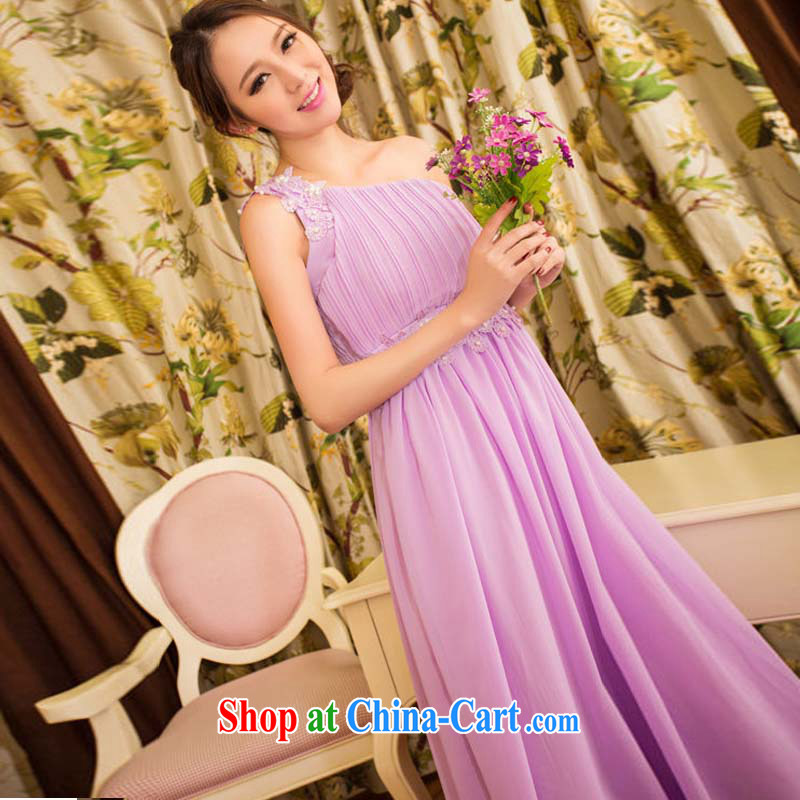 2015 new sweet temperament OL banquet bridesmaid marriage is a shoulder dress girl dress dress pink M, the tiger, and shopping on the Internet