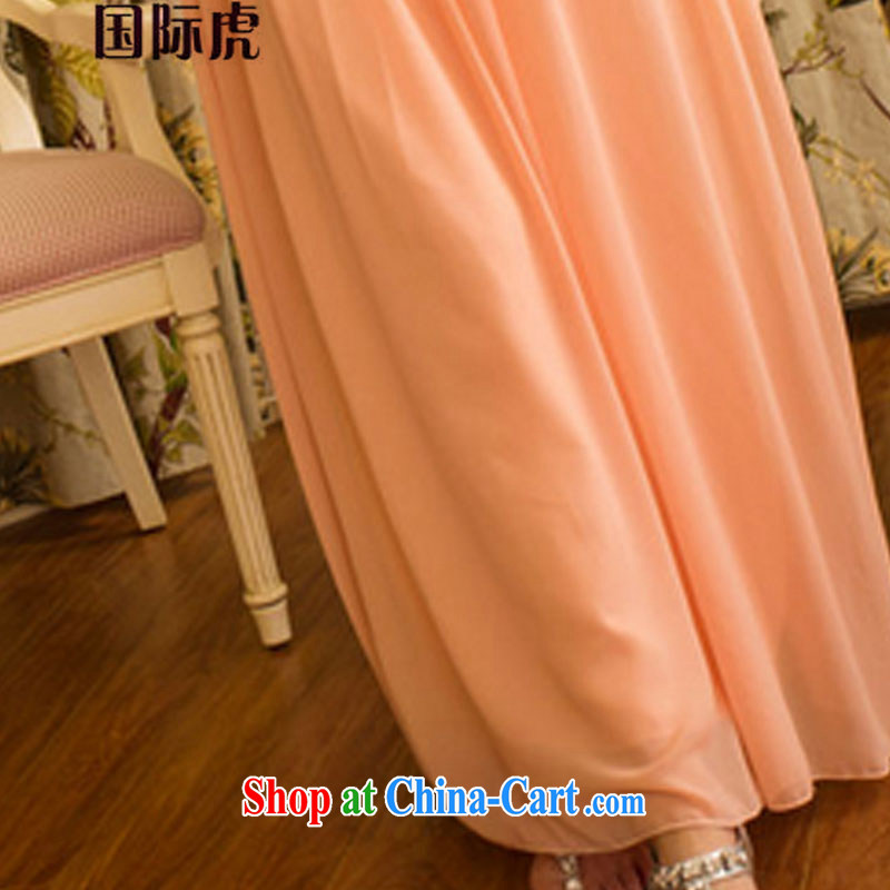 Sweet temperament OL banquet bridesmaid marriage is a shoulder dress girl dress dress pink M, the tiger, and shopping on the Internet