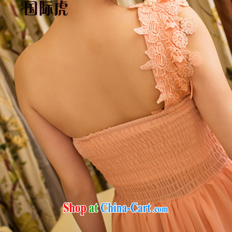 Sweet temperament OL banquet bridesmaid marriage is a shoulder dress girl dress dress pink M, the tiger, and shopping on the Internet