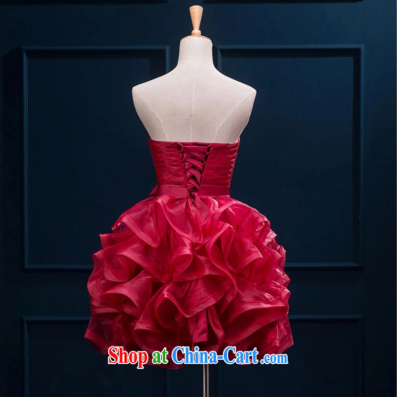 Time Syrian arab red dress shaggy dress 2015 new short film show floor serving good evening dress bride wiped his chest serving toast bridesmaid dress small dress wine red XXL, time, and shopping on the Internet