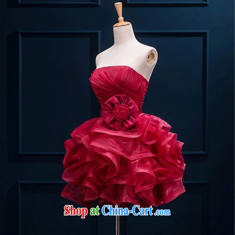 Time Syrian arab red dress shaggy dress 2015 new short film show floor serving good evening dress bride wiped his chest serving toast bridesmaid dress small dress wine red XXL, time, and shopping on the Internet