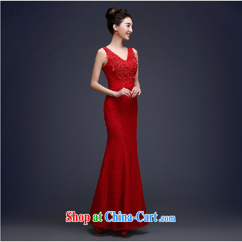 2015 new summer Korean stylish wedding dresses Red field shoulder-length, bridal toast clothing dress Evening Dress red tailored to please contact customer service to love bamboo yarn, shopping on the Internet