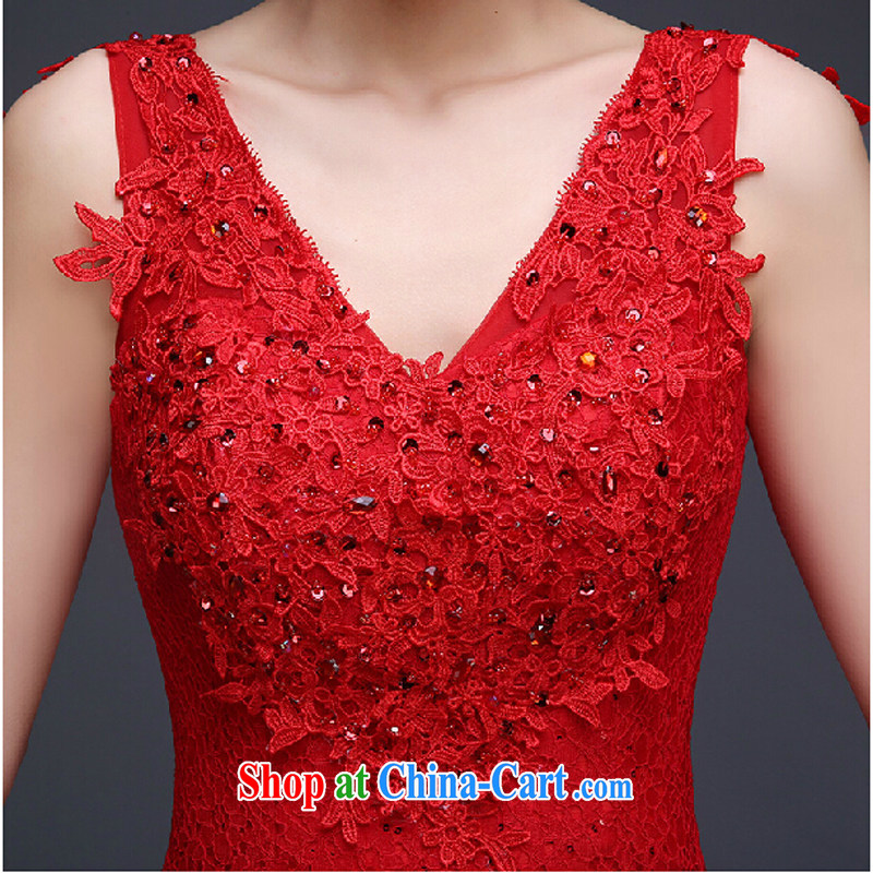 2015 new summer Korean stylish wedding dresses Red field shoulder-length, bridal toast clothing dress Evening Dress red tailored to please contact customer service to love bamboo yarn, shopping on the Internet