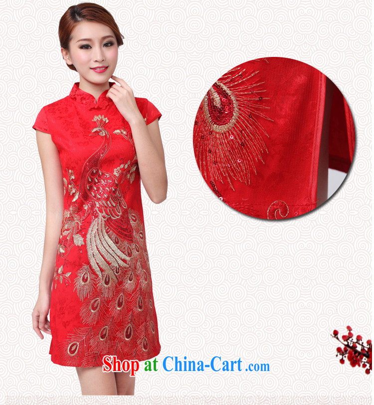 Wedding dress bridal wedding retro improved red toast serving short cheongsam Kim Peacock XXL pictures, price, brand platters! Elections are good character, the national distribution, so why buy now enjoy more preferential! Health