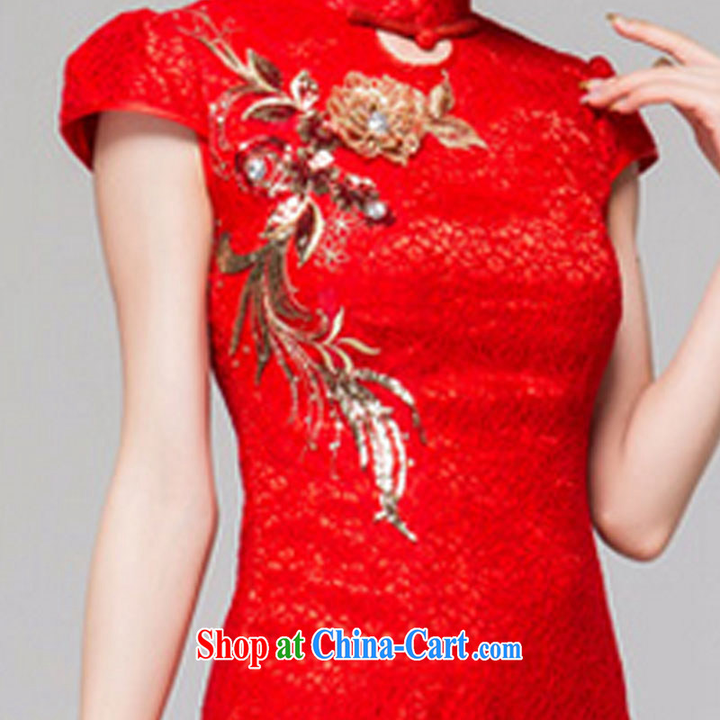 Red bridal dresses wedding toast clothing retro embroidery take short, improved cheongsam-Noble red XXL, International tiger, shopping on the Internet