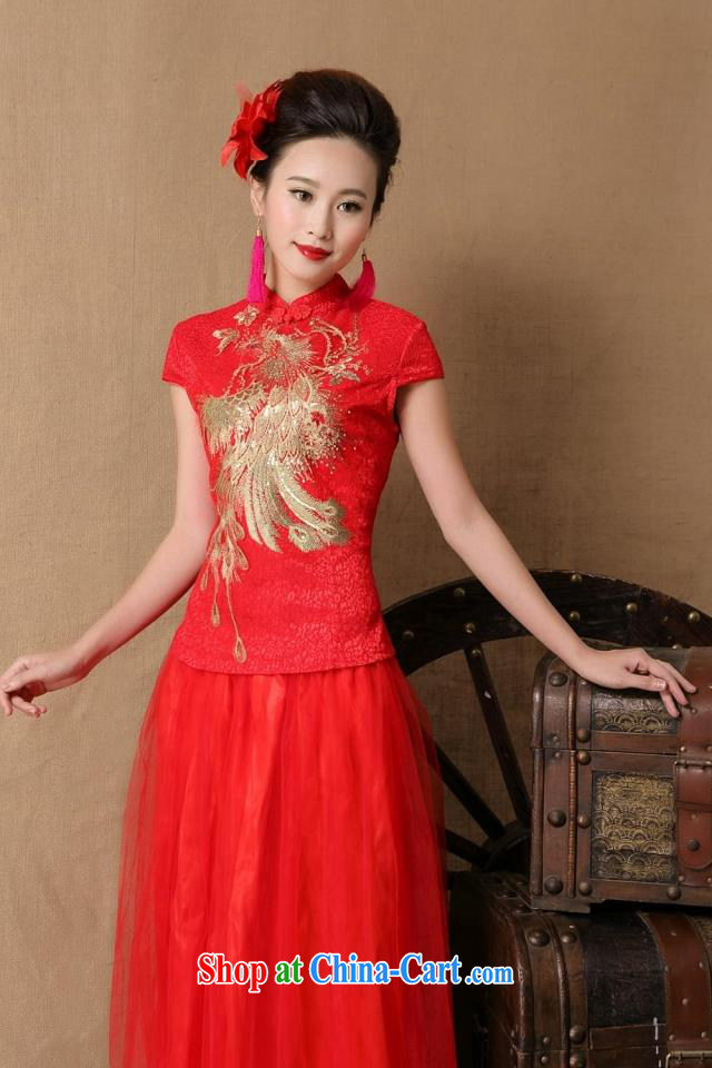 Bridal wedding ceremony cheongsam dress red bows, dress stylish red XXL pictures, price, brand platters! Elections are good character, the national distribution, so why buy now enjoy more preferential! Health