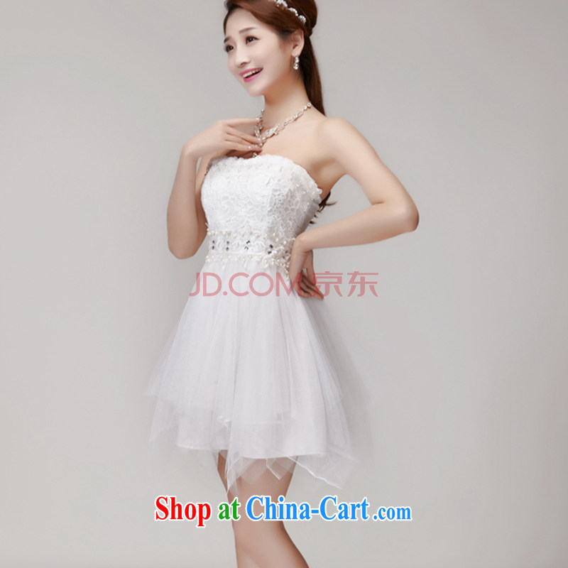 Cross-strait, Fong building 2015 manually staple beads wood drill temperament Beauty Chest bare dresses bridesmaid groups dress skirt pink L