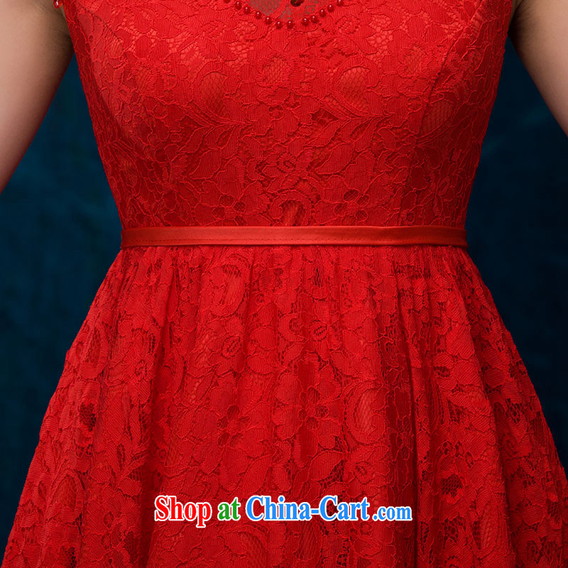 Toasting service 2015 new bride summer pregnant women high-waist dresses red short lace wedding bridal evening dress female Red M, love China, and, on-line shopping