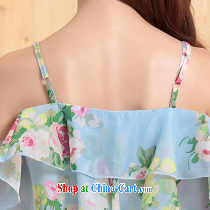 The root yarn bare shoulders a field for the strap flouncing floral dress dresses pink L, fruit (QINGGUO), shopping on the Internet