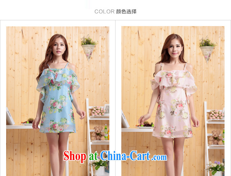 The root yarn bare shoulders a collar straps flouncing floral dress dresses blue L pictures, price, brand platters! Elections are good character, the national distribution, so why buy now enjoy more preferential! Health