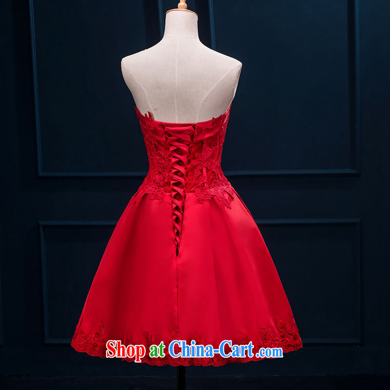 Time his bride's 2015 spring and summer new small dress Mary Magdalene fluoroscopy chest graphics thin lace bows serving short red, marriage back to the short skirts thick Satin red XXL, time, and shopping on the Internet