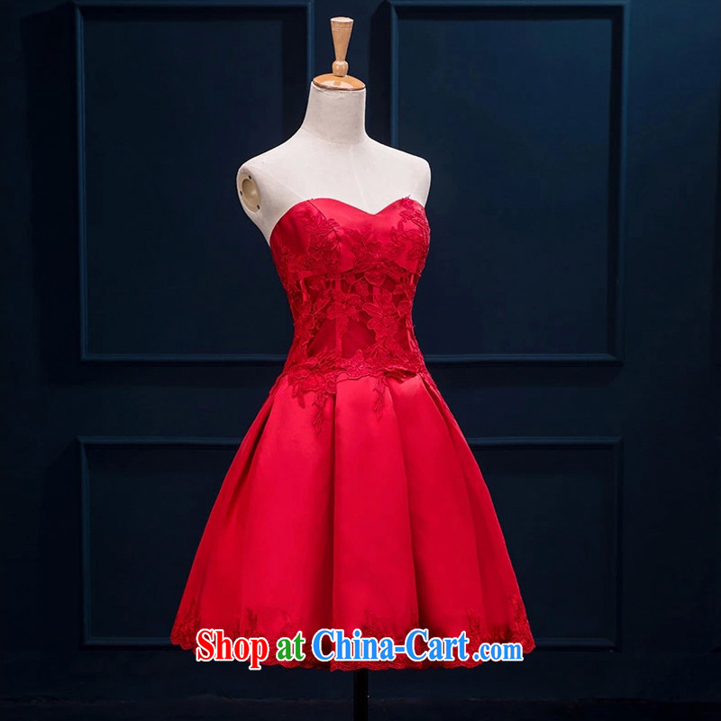 Time his bride's 2015 spring and summer new small dress Mary Magdalene fluoroscopy chest graphics thin lace bows serving short red, marriage back to the short skirts thick Satin red XXL, time, and shopping on the Internet