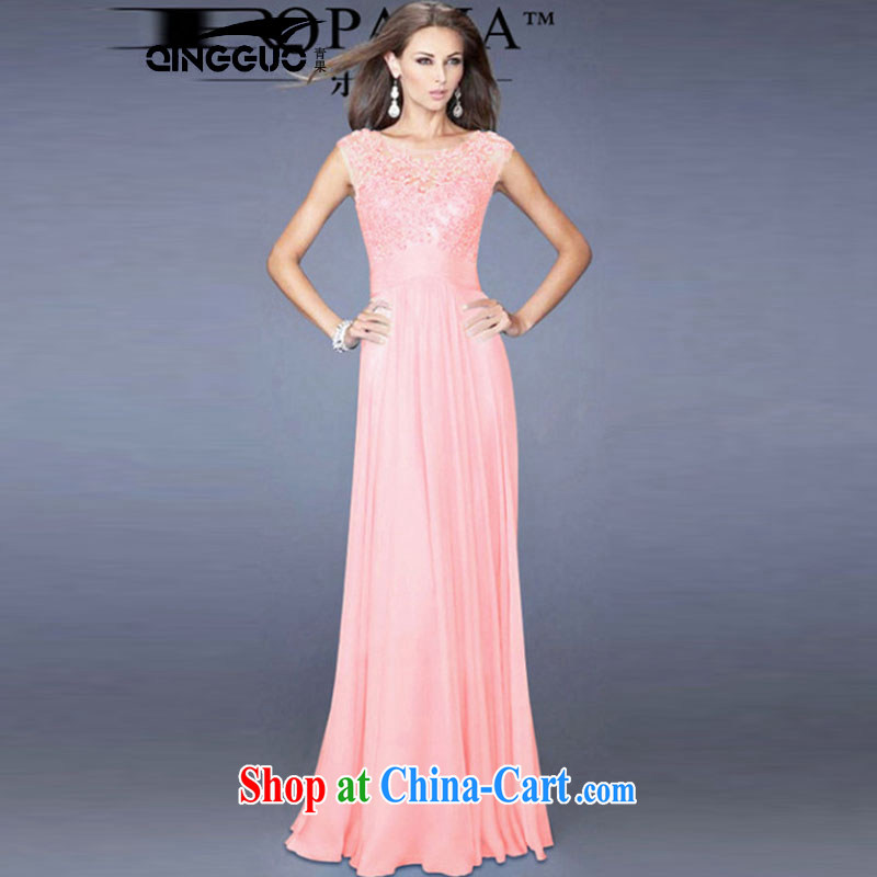 2015 European and American sense of beauty light blue lace spell snow woven back zipper sexy dress red L, bamboo flavor, and shopping on the Internet