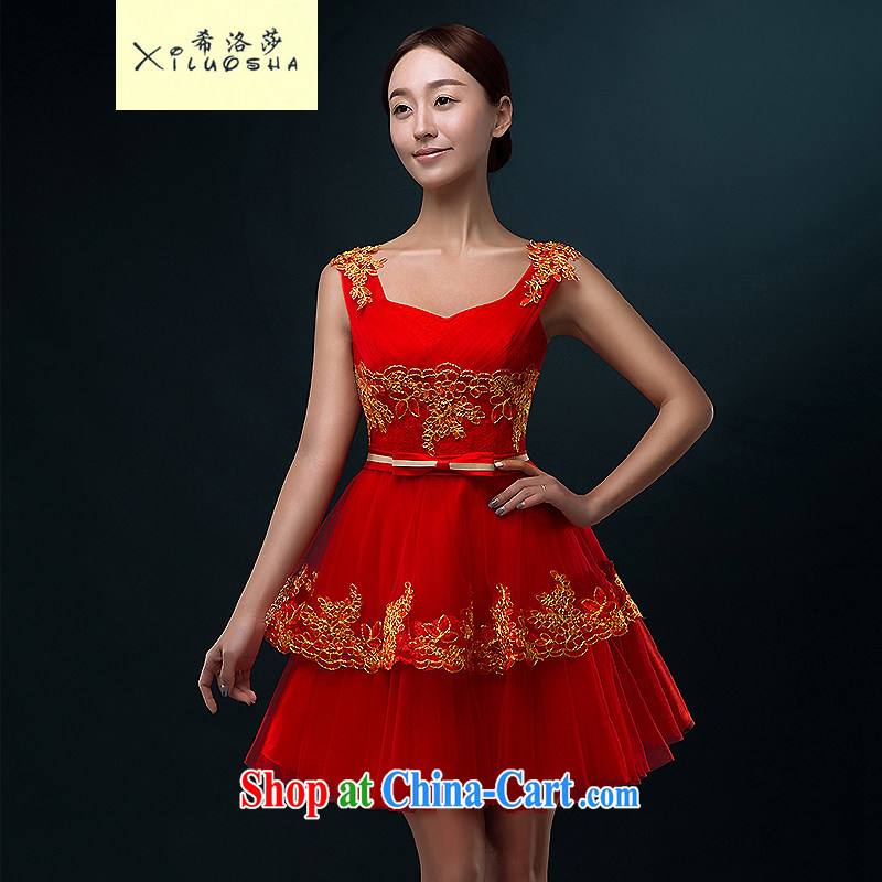 The Greek, Mona Lisa _XILUOSHA_ married his toast summer short bridal gown hanging with shoulders red banquet dress fashion 2015 New Red XXL