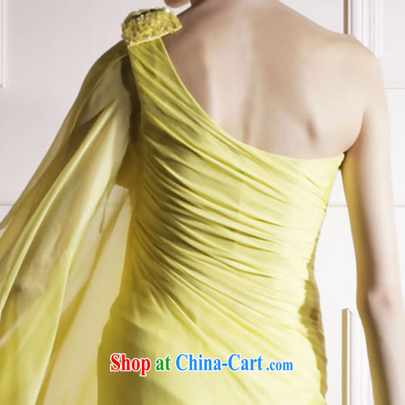 Creative Fox yellow ramp shoulder strap cuff stage. The annual dress exhibition dress beauty long red carpet dress elegant long skirt 80,869 yellow S, creative Fox (coniefox), online shopping
