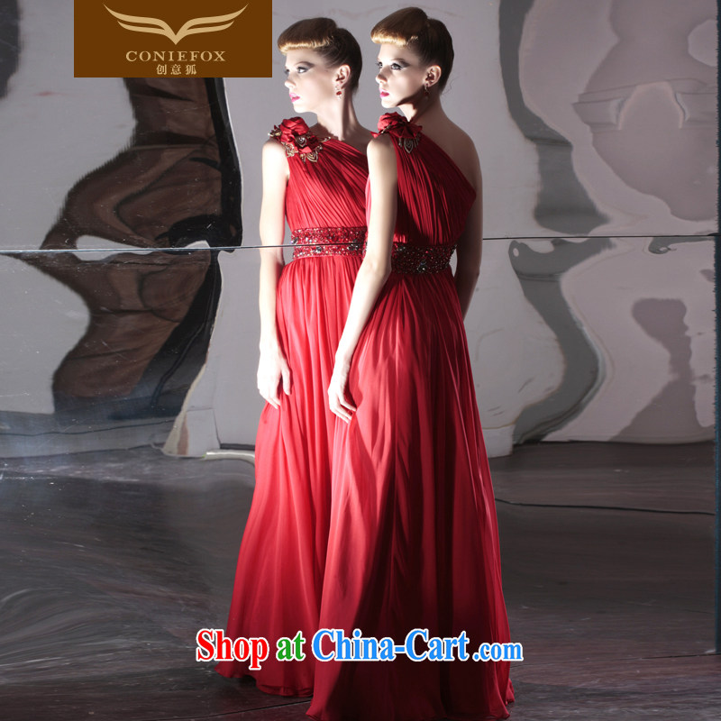 Creative Fox dress red bridal wedding dress the shoulders back exposed banquet toast clothing evening dress dress the wedding dress theatrical service long skirt 81,002 red M, creative Fox (coniefox), online shopping