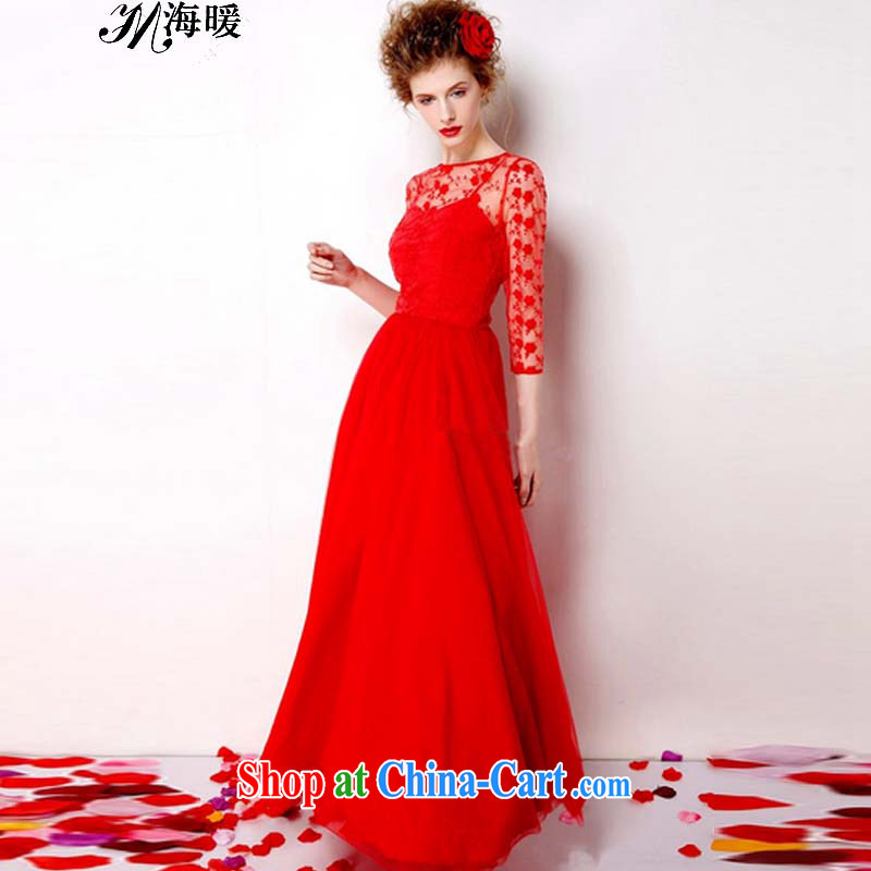 The warm red embroidered dresses 2015 retro lace red petticoat bridal 9M large long skirt dress 7072 red XL, warm, and shopping on the Internet
