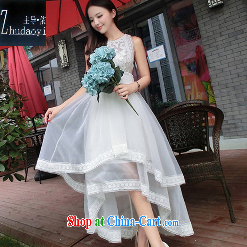 Led by 2015 summer New Custom Korean fashion style dress dresses three-dimensional grid embroidered shaggy dress white L