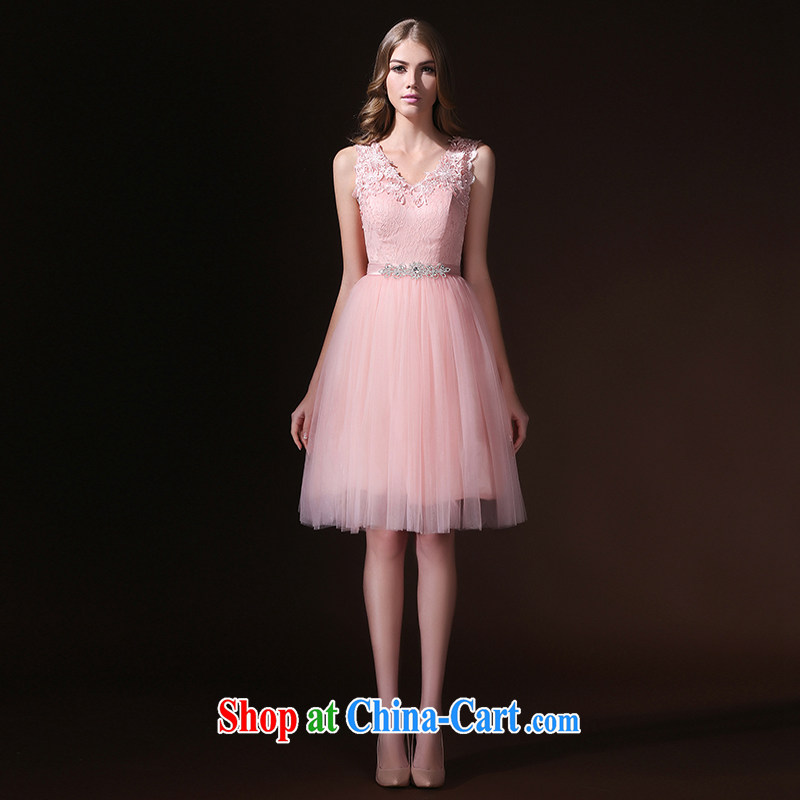 Bridal toast service 2015 spring and summer new short stylish evening dress with lace graphics thin sister dress bridesmaid clothing pink tailored Advisory Service, according to Lin, Elizabeth, and shopping on the Internet