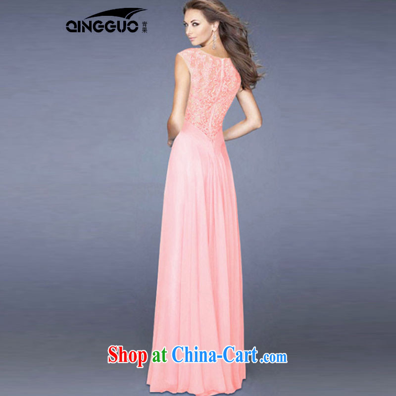 Fruit 2015 Europe and sense of beauty light blue lace spell snow woven back zipper sexy dress purple S, fruit (QINGGUO), shopping on the Internet