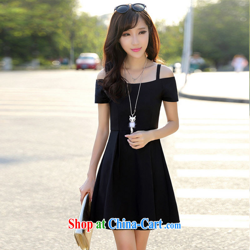 Fruit and vegetable field shoulder small sexy bare shoulders straps small dress black dress dresses video thin sexy black S, fruit and vegetable (QINGGUO), shopping on the Internet