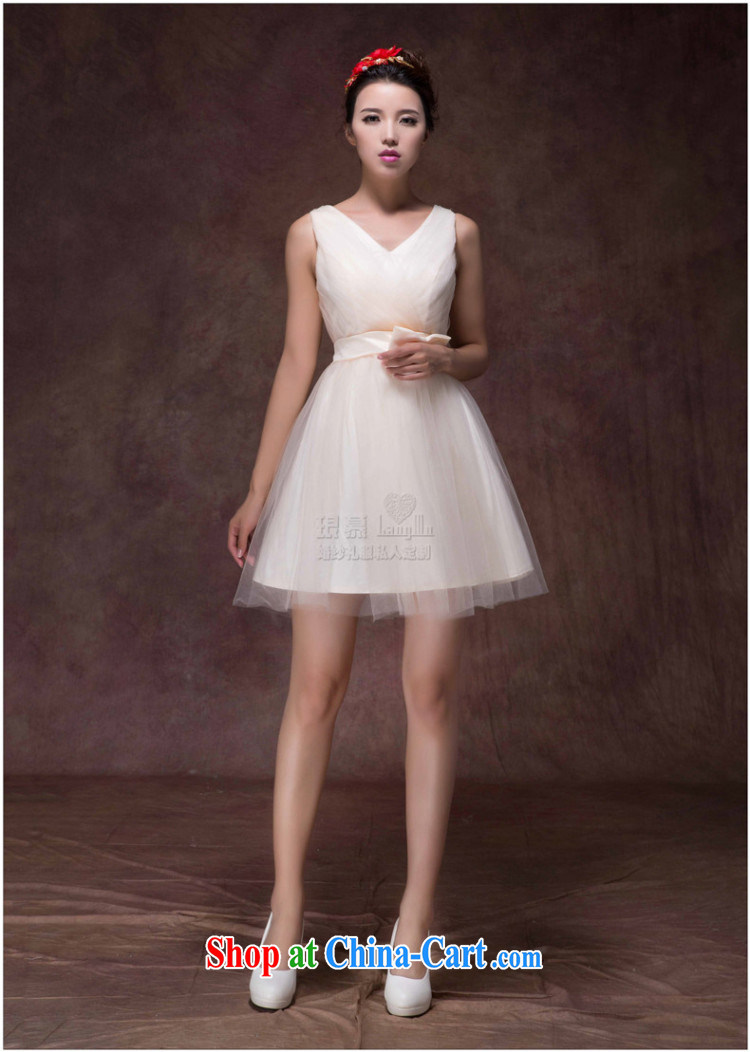 The lang 2015 new wedding dress champagne toast bride serving short, small dress skirt stylish zipper bridesmaid dress champagne color M pictures, price, brand platters! Elections are good character, the national distribution, so why buy now enjoy more preferential! Health
