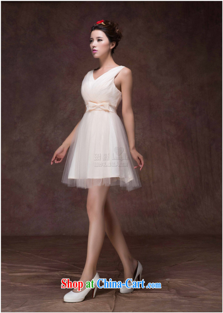 The lang 2015 new wedding dress champagne toast bride serving short, small dress skirt stylish zipper bridesmaid dress champagne color M pictures, price, brand platters! Elections are good character, the national distribution, so why buy now enjoy more preferential! Health