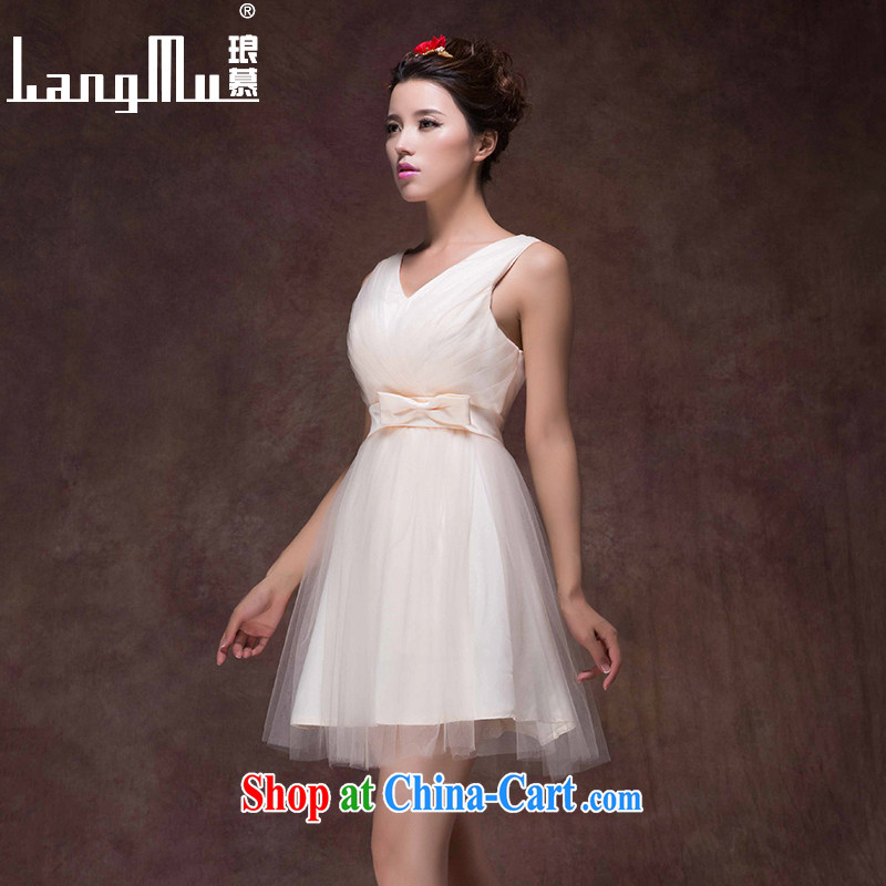 Luang Prabang in 2015 new wedding dress champagne color bridal toast serving short, small dress skirt and stylish zipper bridesmaid dress champagne color M, Luang Prabang, and shopping on the Internet