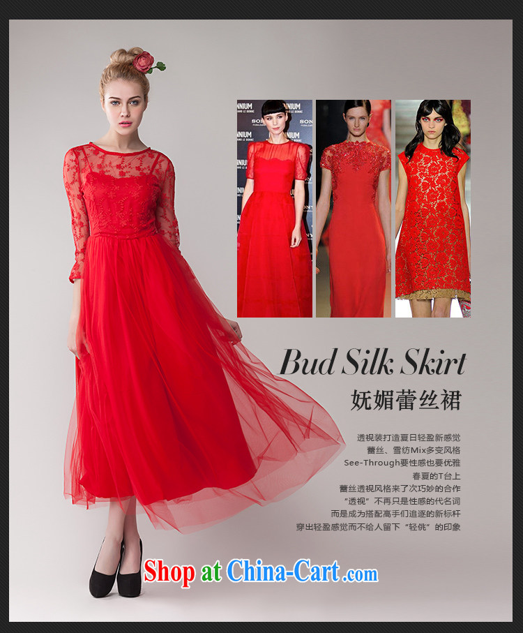 Abundant Ming 2015 summer retro lace red petticoat bridal embroidered dress large long skirt dress female Red XL pictures, price, brand platters! Elections are good character, the national distribution, so why buy now enjoy more preferential! Health