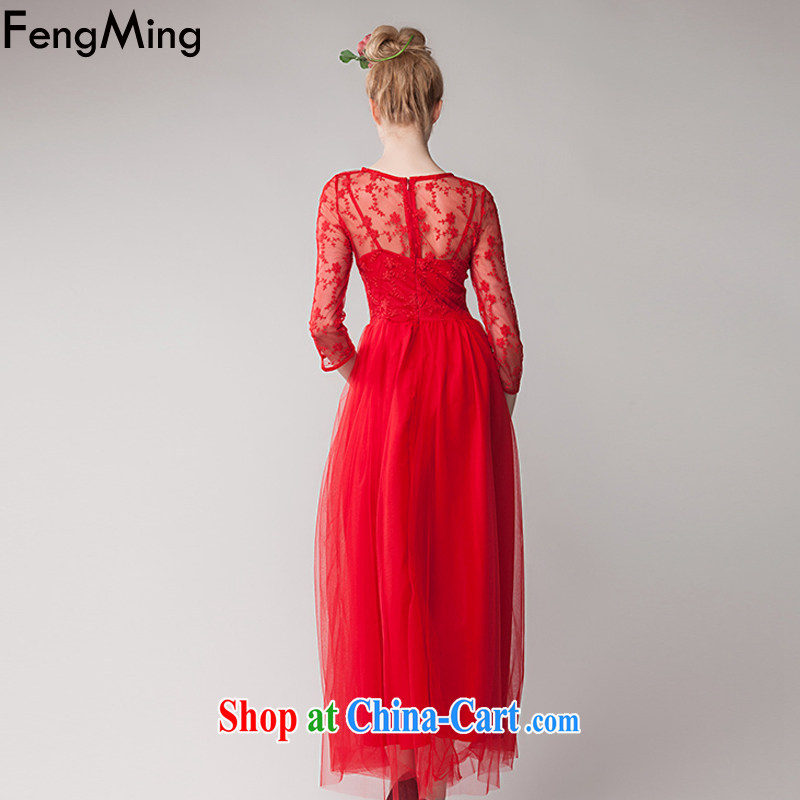 Abundant Ming 2015 summer retro lace red petticoat bridal embroidered dress large long skirt dress Women's red XL, HSBC Ming (FengMing), online shopping