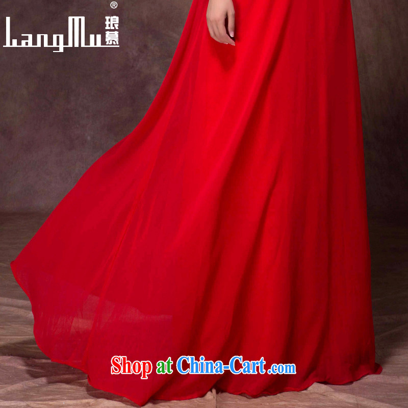 In Luang Prabang in 2015 of new wedding dresses a field package shoulder Korean short-sleeved lace beauty video slim, dress uniform performance China Red L, Luang Prabang, and shopping on the Internet
