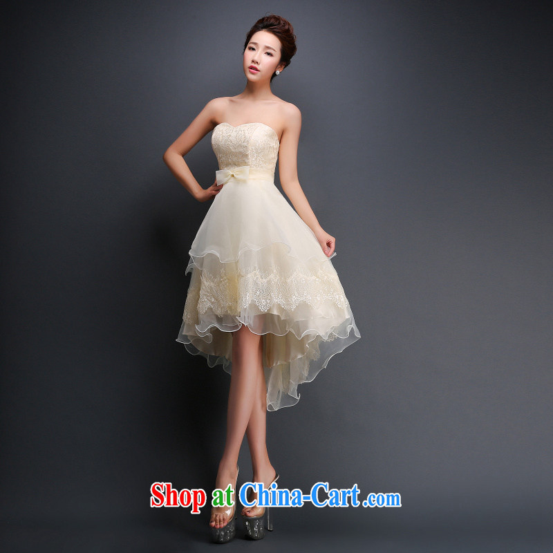 Love so Pang bridesmaid dress 2015 new bride's bare chest shaggy concert dress short before long after serving toast Evening Dress tie-summer red customers to size. Does not support returning to love so Pang, and shopping on the Internet