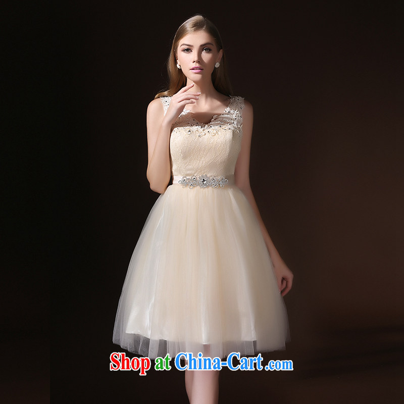 Bridal toast service 2015 spring and summer new short stylish evening dress with lace champagne sister dress bridesmaid serving champagne color L, according to Lin, Elizabeth, and shopping on the Internet