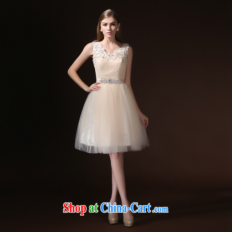 Bridal toast service 2015 spring and summer new short stylish evening dress with lace champagne sister dress bridesmaid serving champagne color L, according to Lin, Elizabeth, and shopping on the Internet