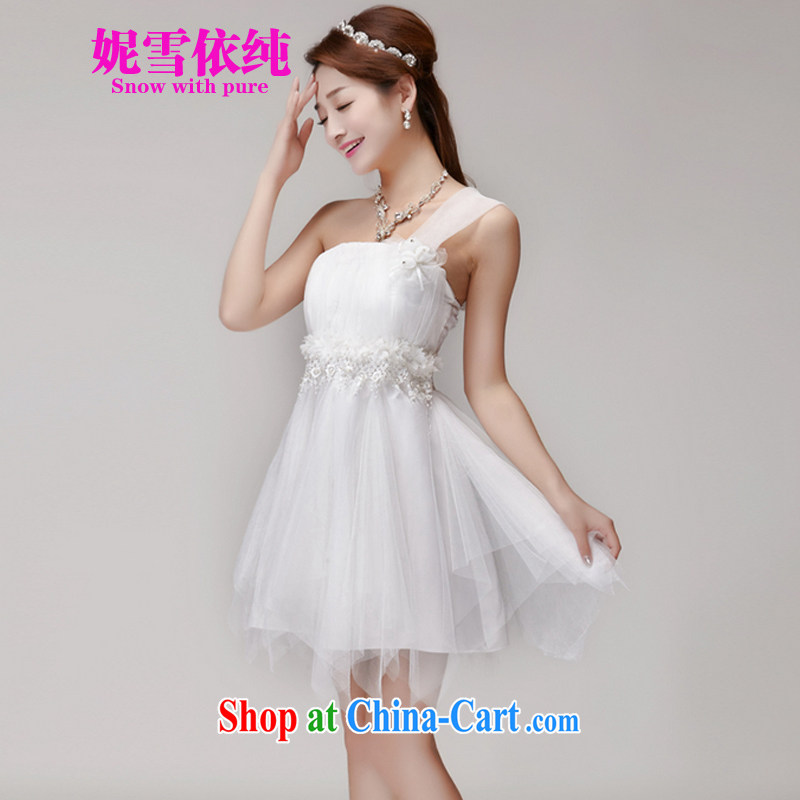 Connie snow in plain bridesmaid service 2015 new bridesmaid dresses in banquet dress sister skirt short, small dress summer 955 white L, Connie snow in plain (SNOW WITH PURA), online shopping