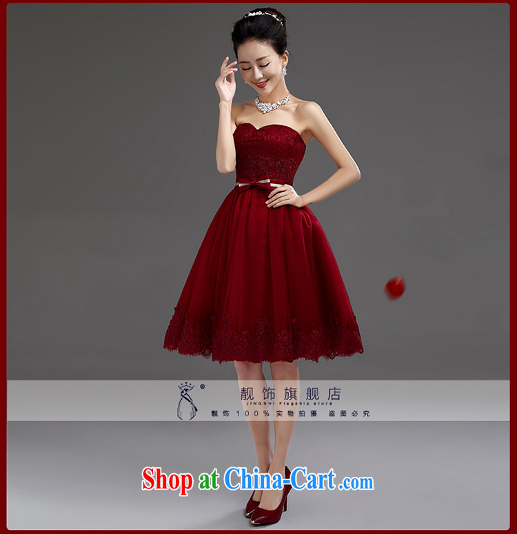 Beautiful ornaments 2015 new dress bridal Evening Dress wedding bridesmaid serving short erase chest wine red lace bows serving wine red. Contact customer service pictures, price, brand platters! Elections are good character, the national distribution, so why buy now enjoy more preferential! Health