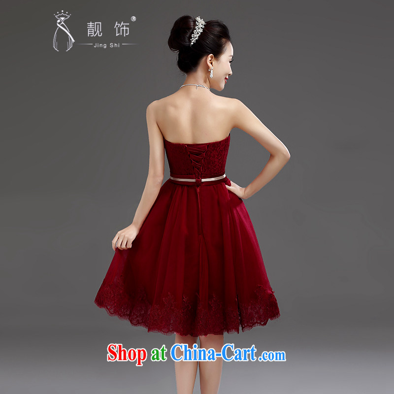 Beautiful ornaments 2015 new dress bridal Evening Dress wedding bridesmaid serving short erase chest wine red lace bows serving wine red. Contact customer service, beautiful ornaments JinGSHi), online shopping
