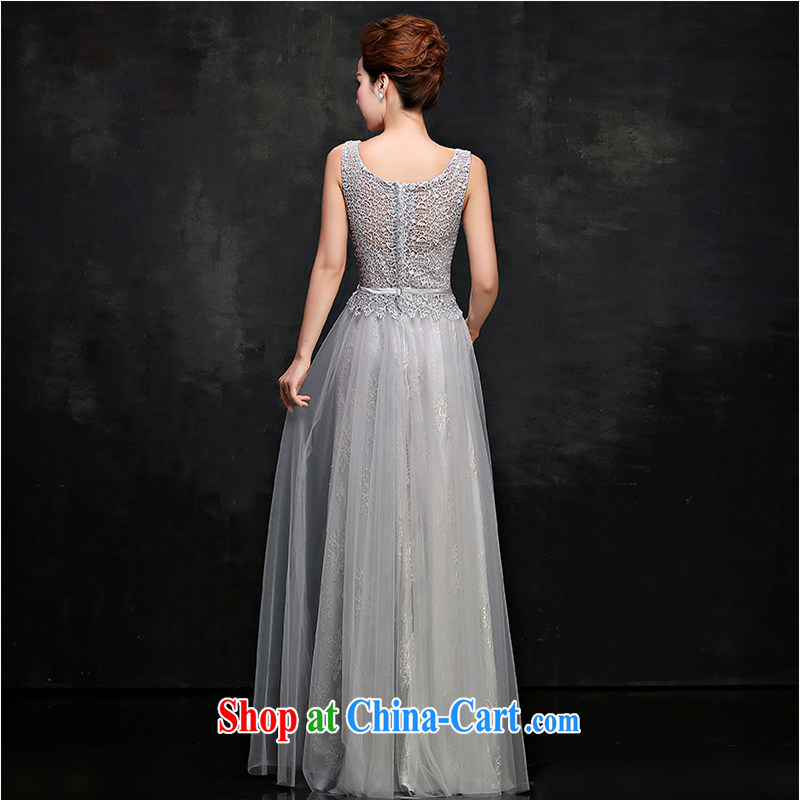 White first to approximately 2015 new summer gray banquet dress long dual-shoulder lace bridal toast serving moderator dress female elegant gray XXL, white first about, shopping on the Internet