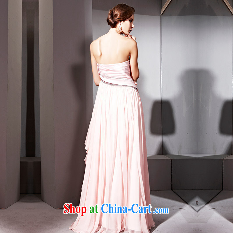 Creative Fox dress pink wrapped chest dress high-waist hot drill long gown beauty dress upscale banqueting service toast the annual 81,110 dresses pink XXL, creative Fox (coniefox), online shopping