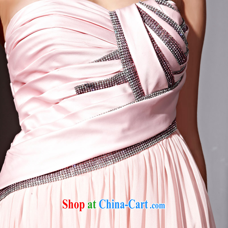 Creative Fox dress pink wrapped chest dress high-waist hot drill long gown beauty dress upscale banqueting service toast the annual 81,110 dresses pink XXL, creative Fox (coniefox), online shopping