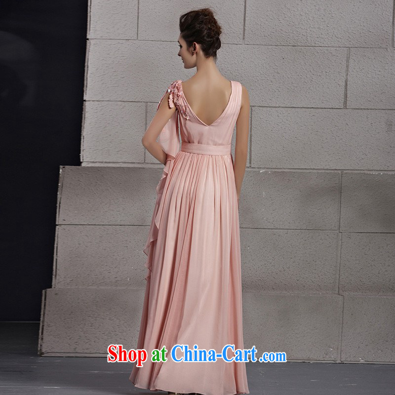Creative Fox Evening Dress pink V collar long bridesmaid dress sweet Princess ceremony dress dress upscale embroidered bride's wedding banquet toast 30,026 dresses picture color XXL, creative Fox (coniefox), online shopping